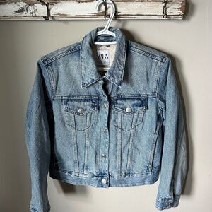 Zara Sherpa Lined Jean Jacket - Size Small